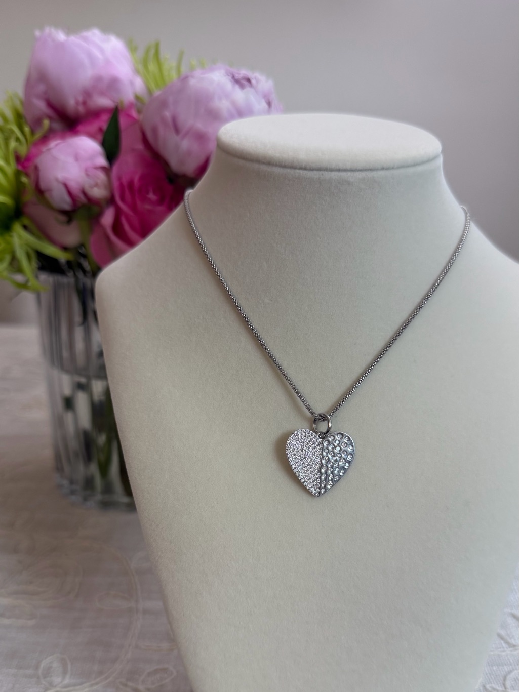 925 Silver Heart Pendant Necklace With Chain